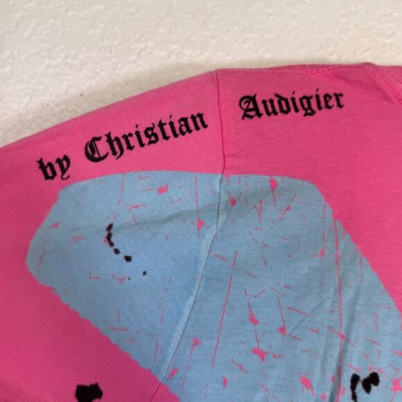 Christian Audigier Y2K Shirt Womens Large Crystal Rock Tokyo Sun Cherry Blossom - Picture 10 of 13